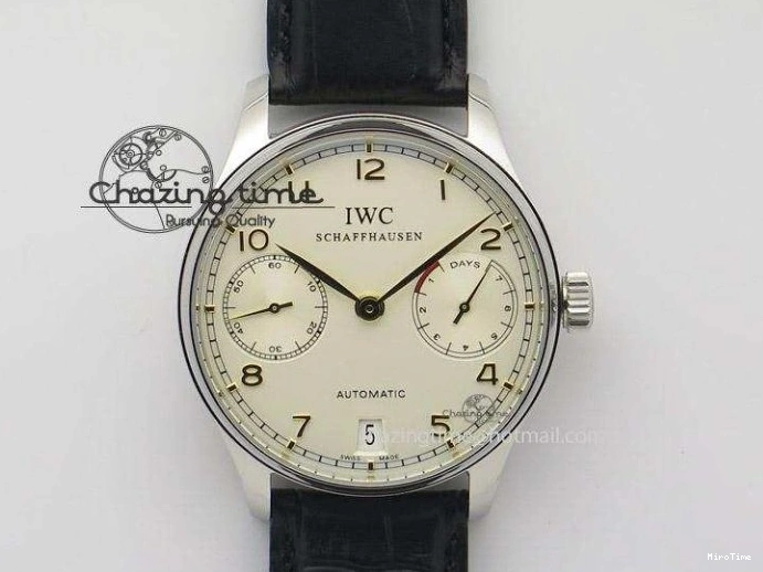 MIROTIME 0505 Portuguese Real PR Real Annual Calendar IW503502 ZF 1:1 Best Edition Black Dial Steel Markers on Black Leather Strap A StreetReady 7134
